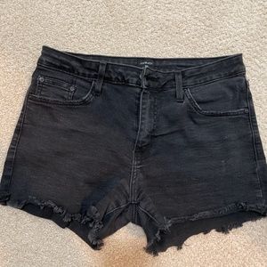 Black denim cut off shorts